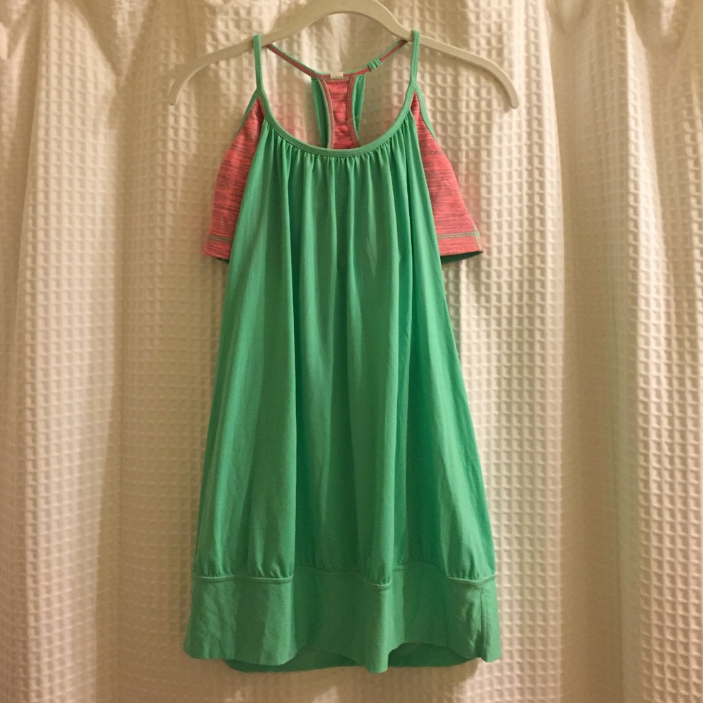 lululemon athletica Green Tank with Pink Racerback
